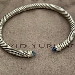 David Yurman 5mm blue topaz diamond cable bracelet